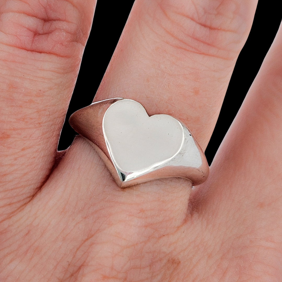 Collection of Heart Signet Ring - Sterling Silver in a gallery layout