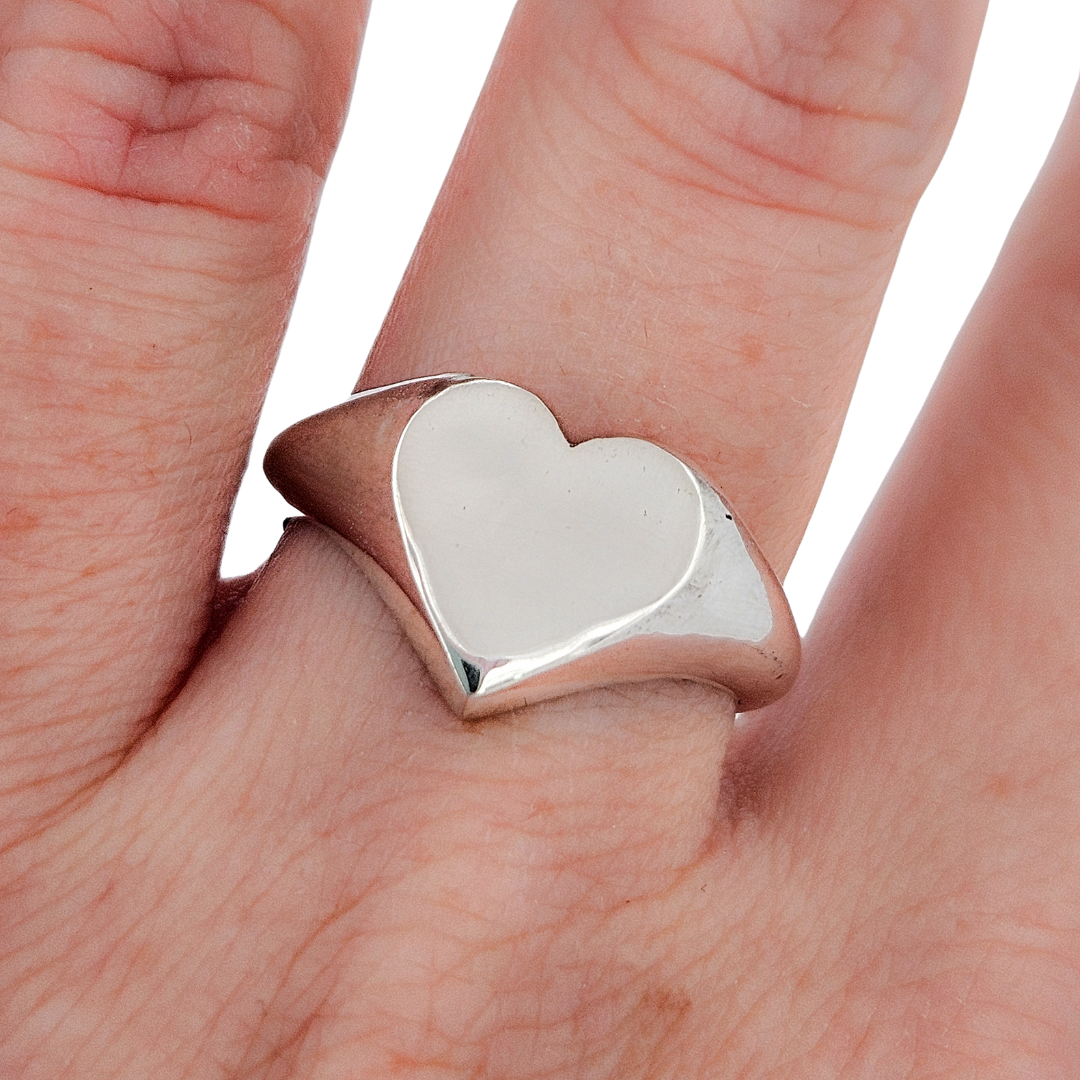 Collection of Heart Signet Ring - Sterling Silver in a gallery layout
