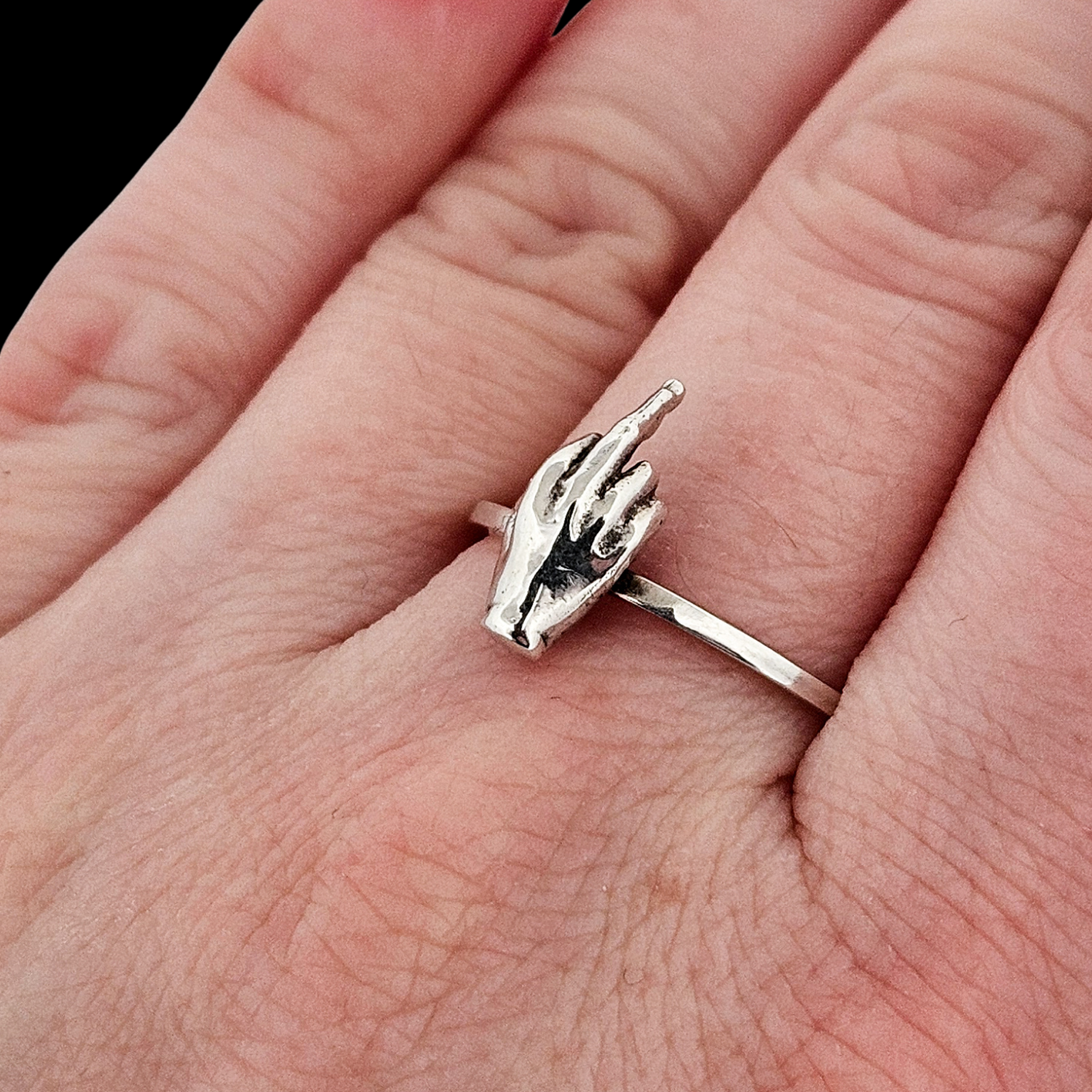 Collection of Fuck You Ring Middle Finger Sterling Silver - Inchoo Bijoux in a gallery layout