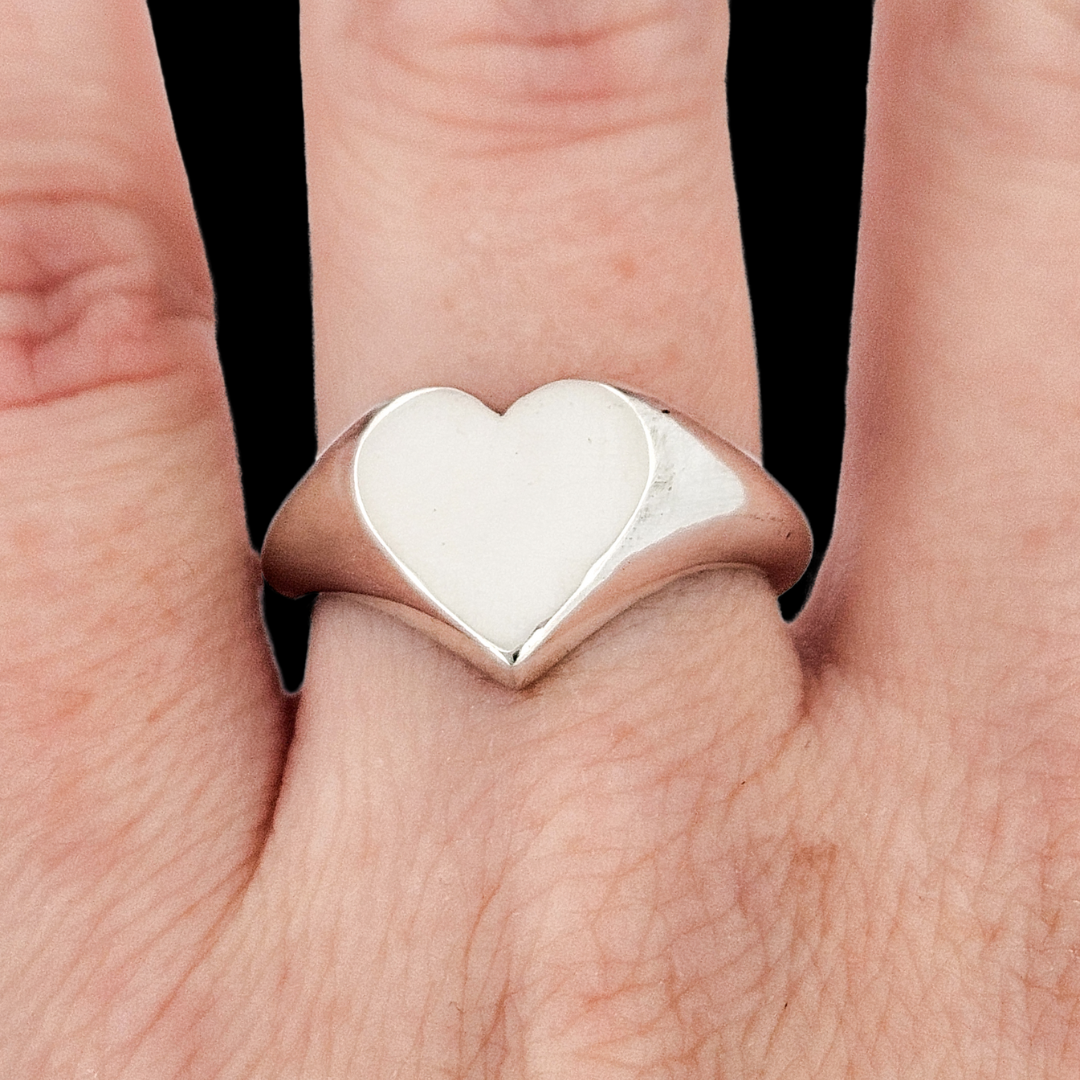 Collection of Heart Signet Ring - Sterling Silver in a gallery layout