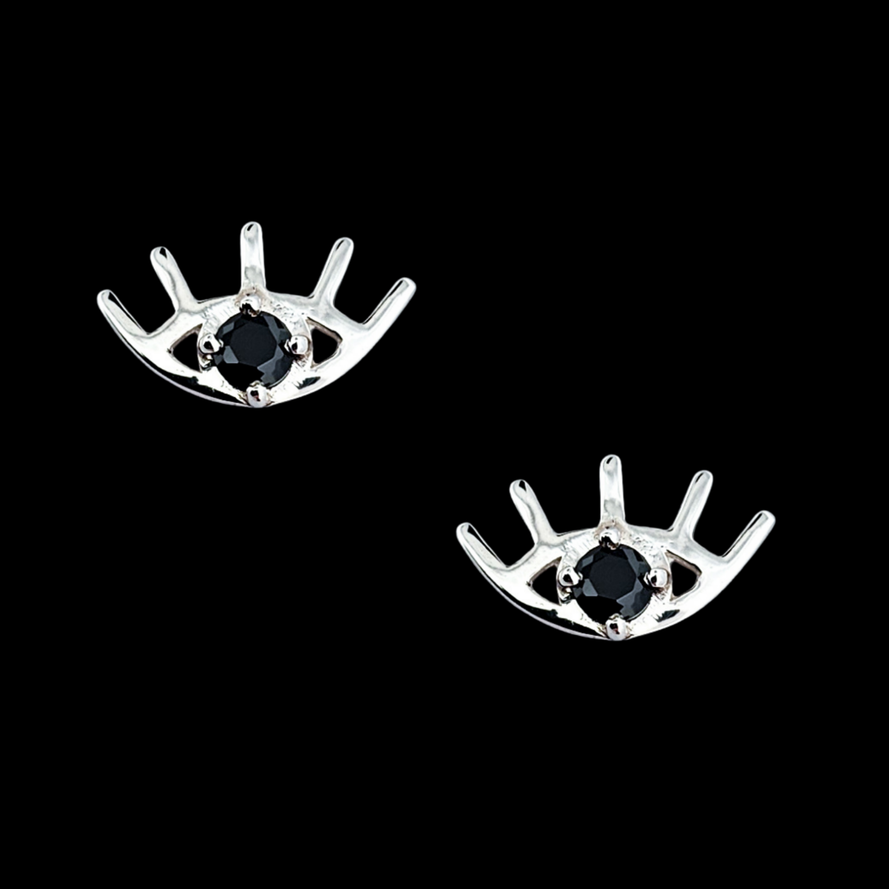 Collection of Black Onyx Evil Eye Stud Earrings - Inchoo Bijoux in a gallery layout