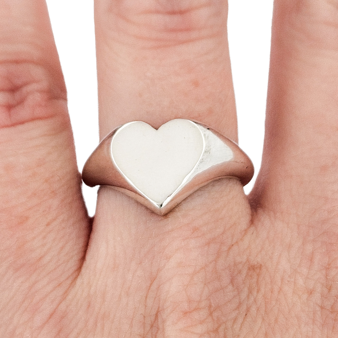 Collection of Heart Signet Ring - Sterling Silver in a gallery layout