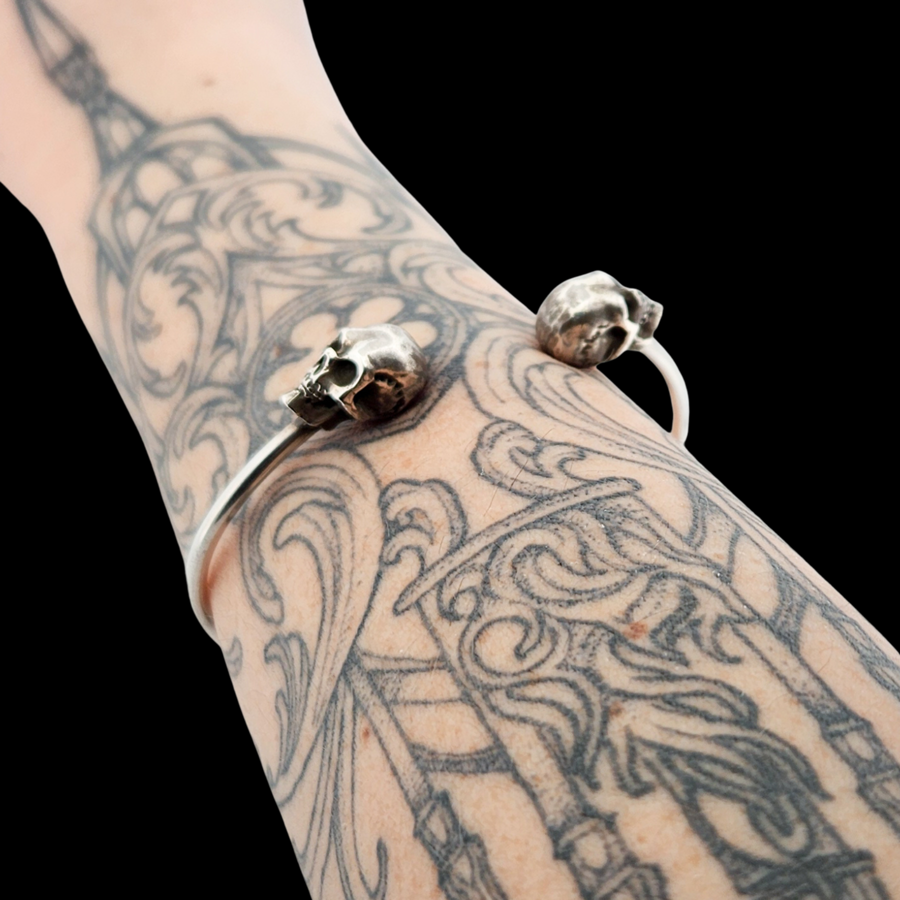 Collection of Sterling Silver Open Adjustable Skull Bracelet - Inchoo Bijoux in a gallery layout