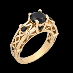 Collection of Victoria - Gold and Black Diamond Ring in a gallery layout