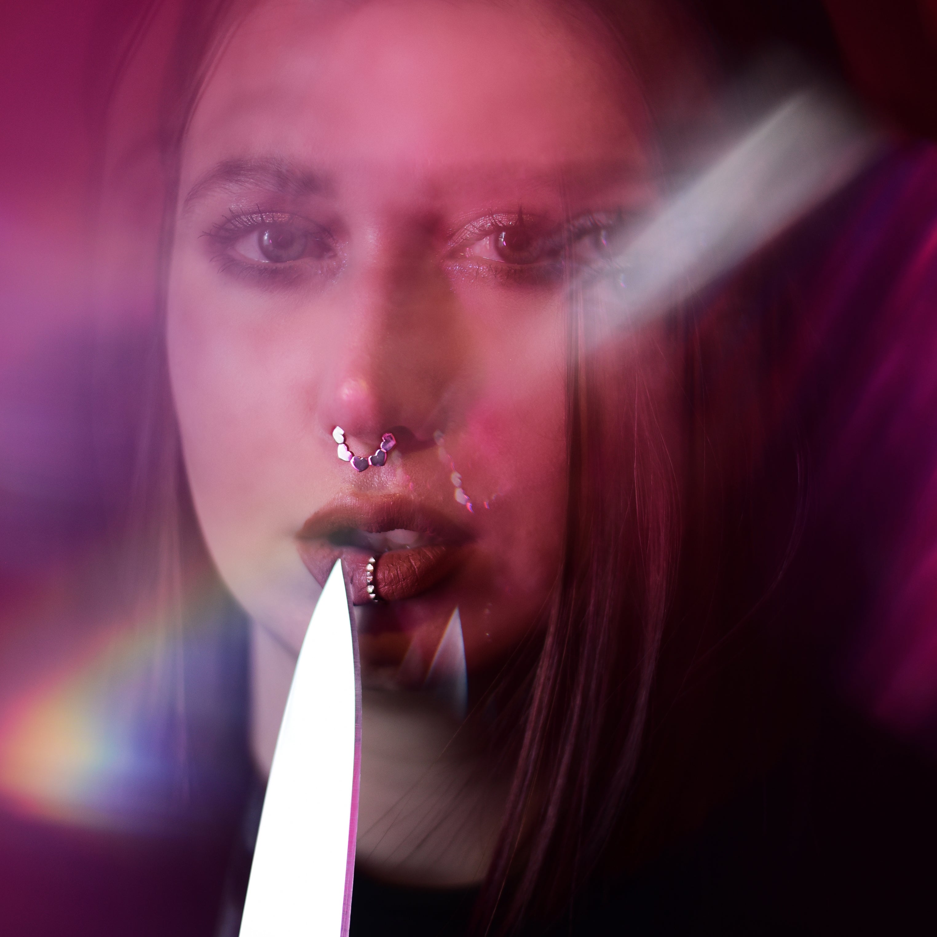 Collection of Shiny Silver Heart Septum Piercing in a gallery layout