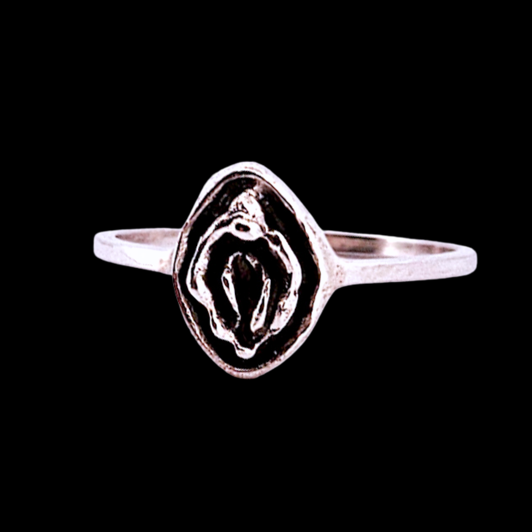 Collection of Small Cute Vulva Ring Sterling Silver in a gallery layout