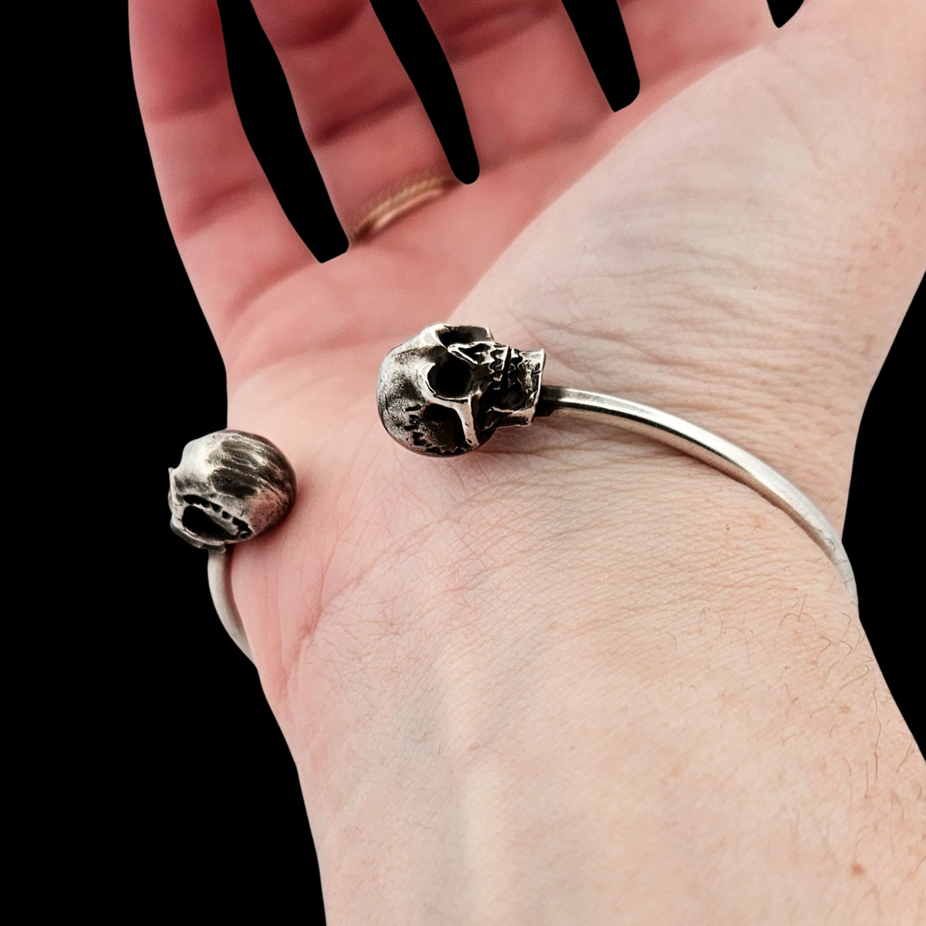 Collection of Sterling Silver Open Adjustable Skull Bracelet - Inchoo Bijoux in a gallery layout