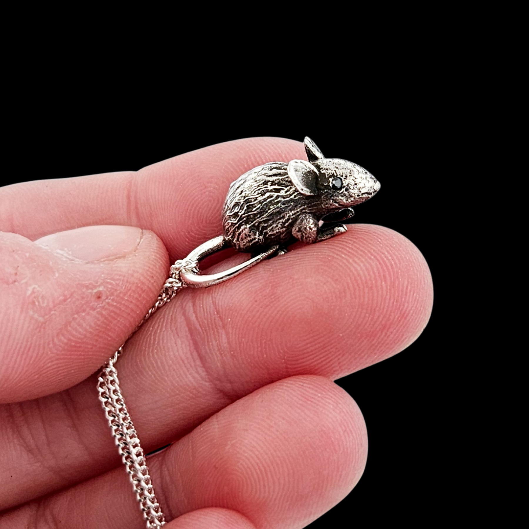 Collection of Rat with Gemstone Eyes Pendant Sterling Silver - Inchoo Bijoux in a gallery layout