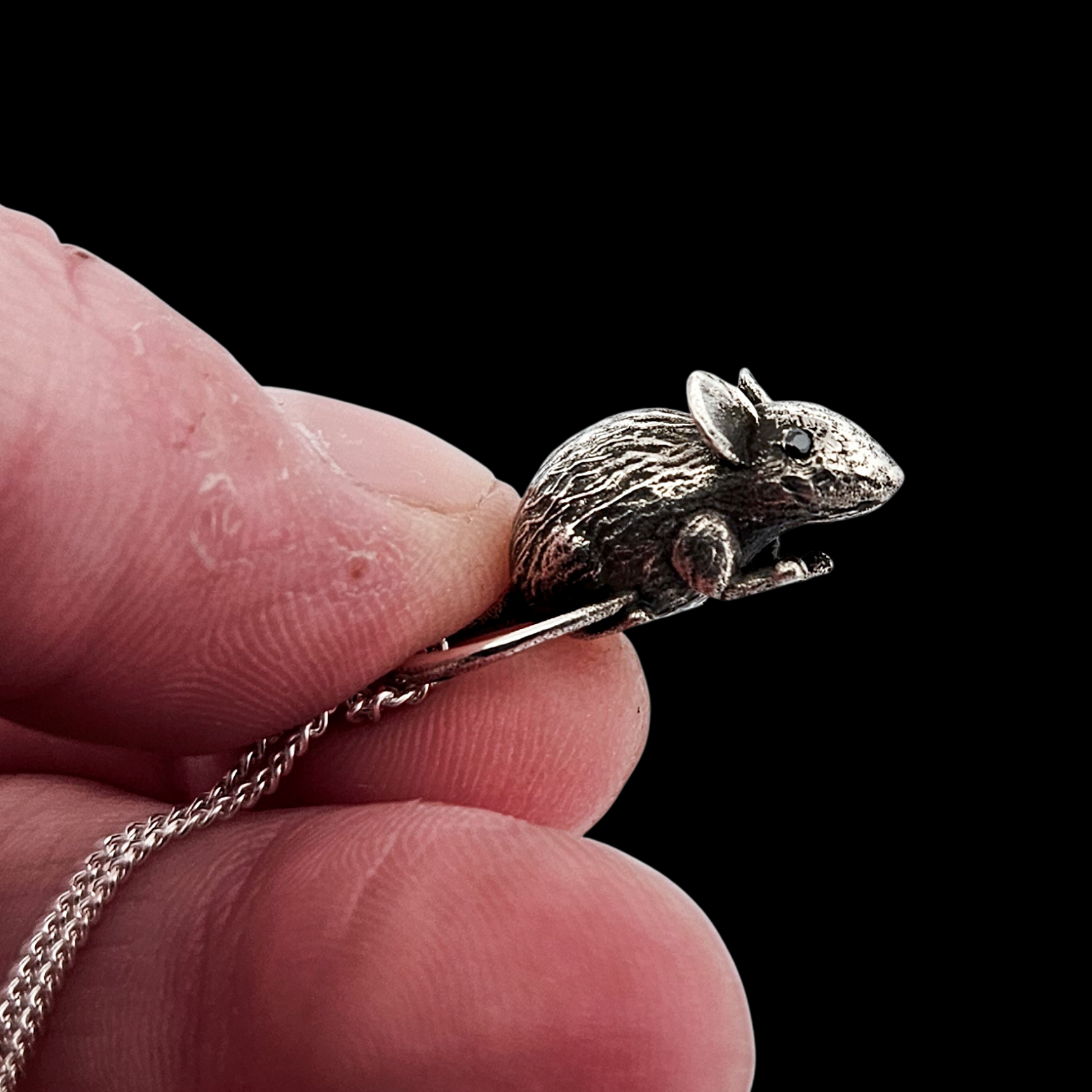 Collection of Rat with Gemstone Eyes Pendant Sterling Silver - Inchoo Bijoux in a gallery layout