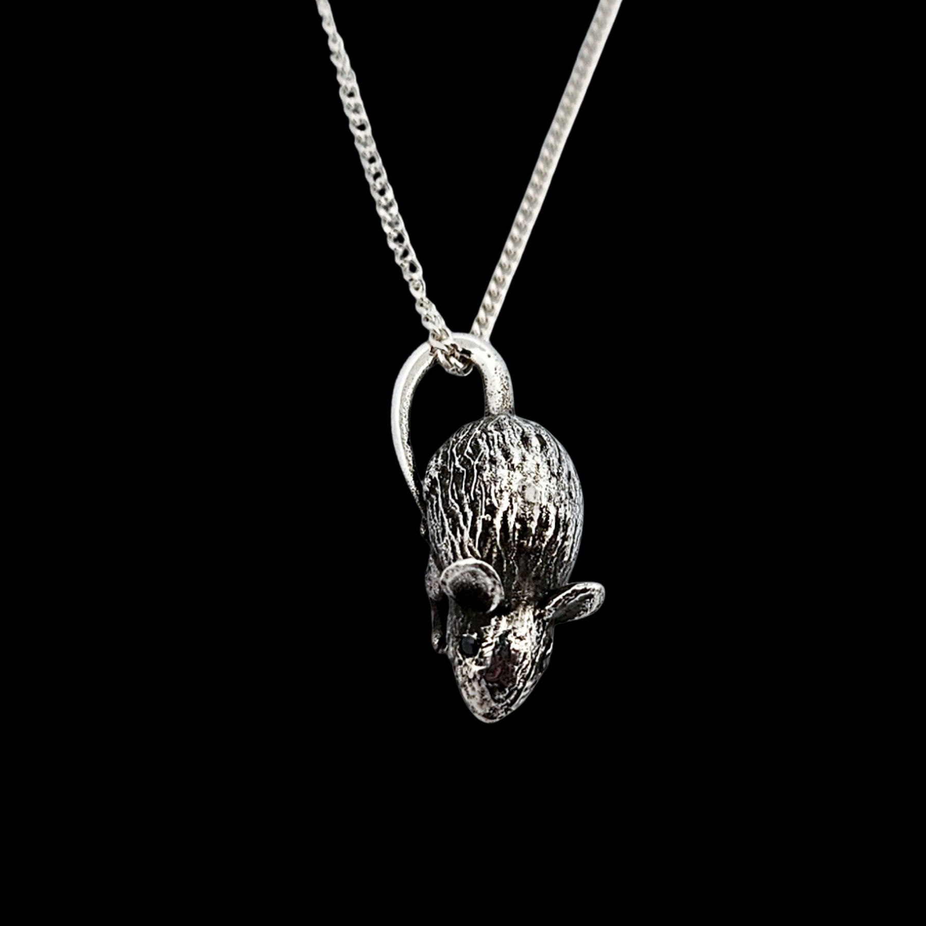 Collection of Rat with Gemstone Eyes Pendant Sterling Silver - Inchoo Bijoux in a gallery layout
