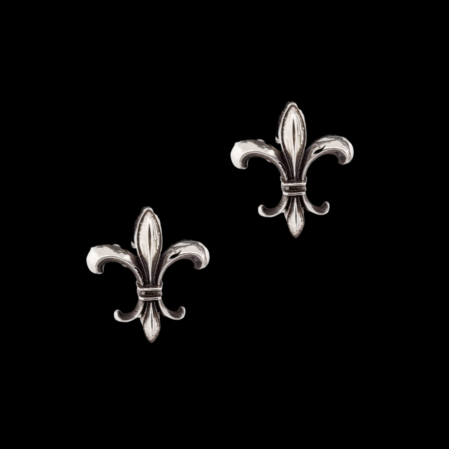 Collection of Fleur de Lys Stud Earrings Sterling Silver in a gallery layout