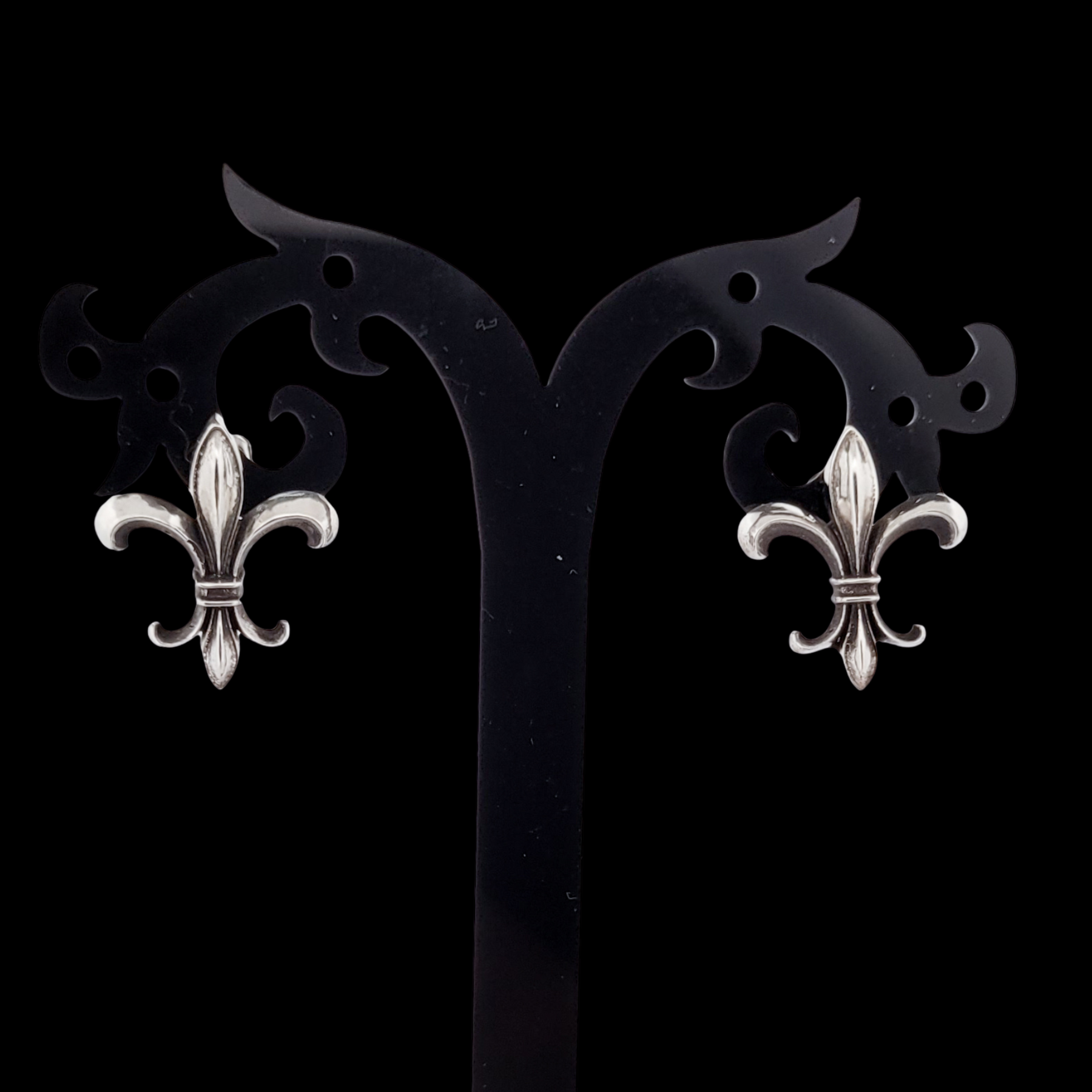 Collection of Fleur de Lys Stud Earrings Sterling Silver in a gallery layout
