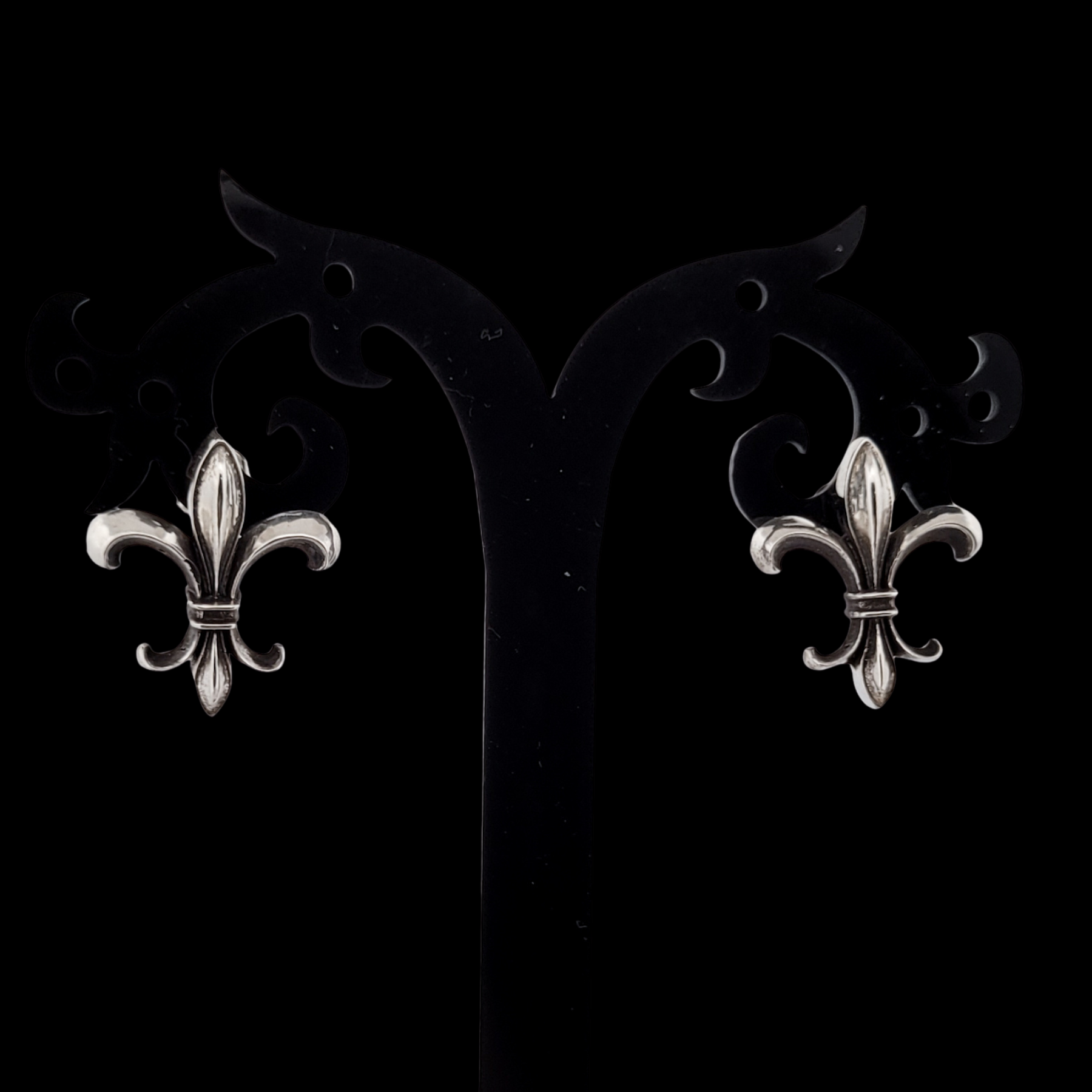 Collection of Fleur de Lys Stud Earrings Sterling Silver in a gallery layout