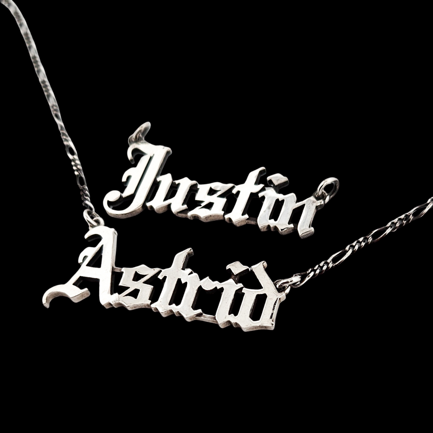 Collection of Gothic Letter Name Plate Necklace and Chain - Inchoo Bijoux in a gallery layout