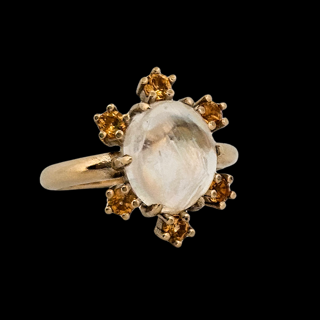 Collection of Celestial Glow Ring - Gold, Moonstone Labradorite and Yellow Sapphires in a gallery layout