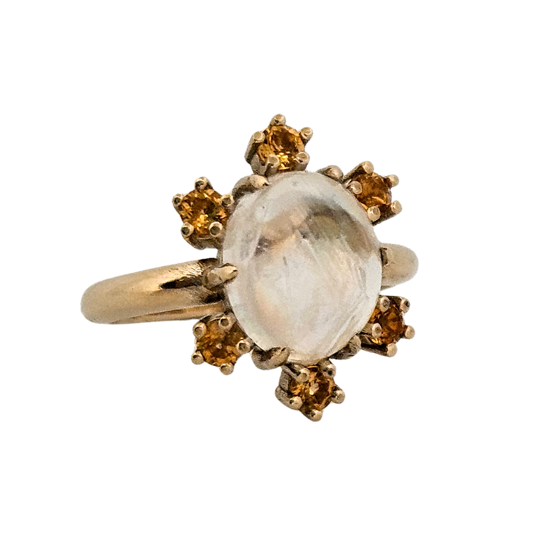 Collection of Celestial Glow Ring - Gold, Moonstone Labradorite and Yellow Sapphires in a gallery layout