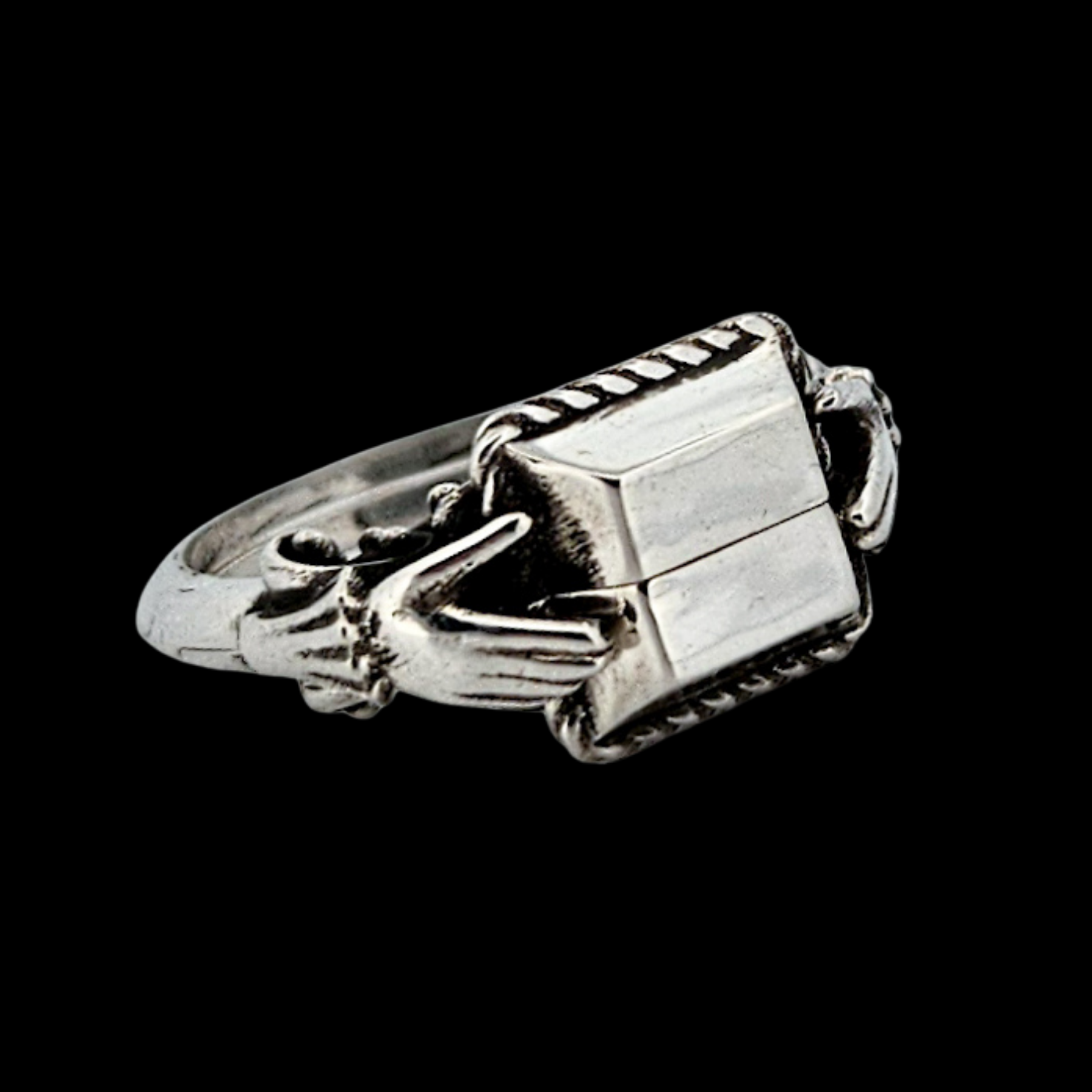 Collection of In Life and Death - Signet Ring Sterling Silver Hidden Skeleton Ring - Inchoo Bijoux in a gallery layout