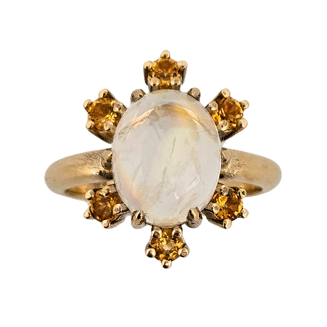 Collection of Celestial Glow Ring - Gold, Moonstone Labradorite and Yellow Sapphires in a gallery layout