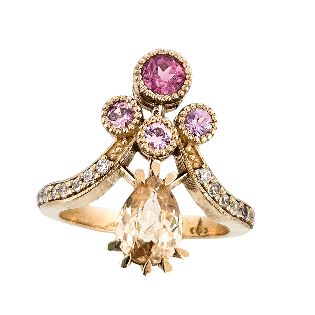 Collection of Antique Pear Ring - Gold, Color Change Garnet, Sapphire in a gallery layout