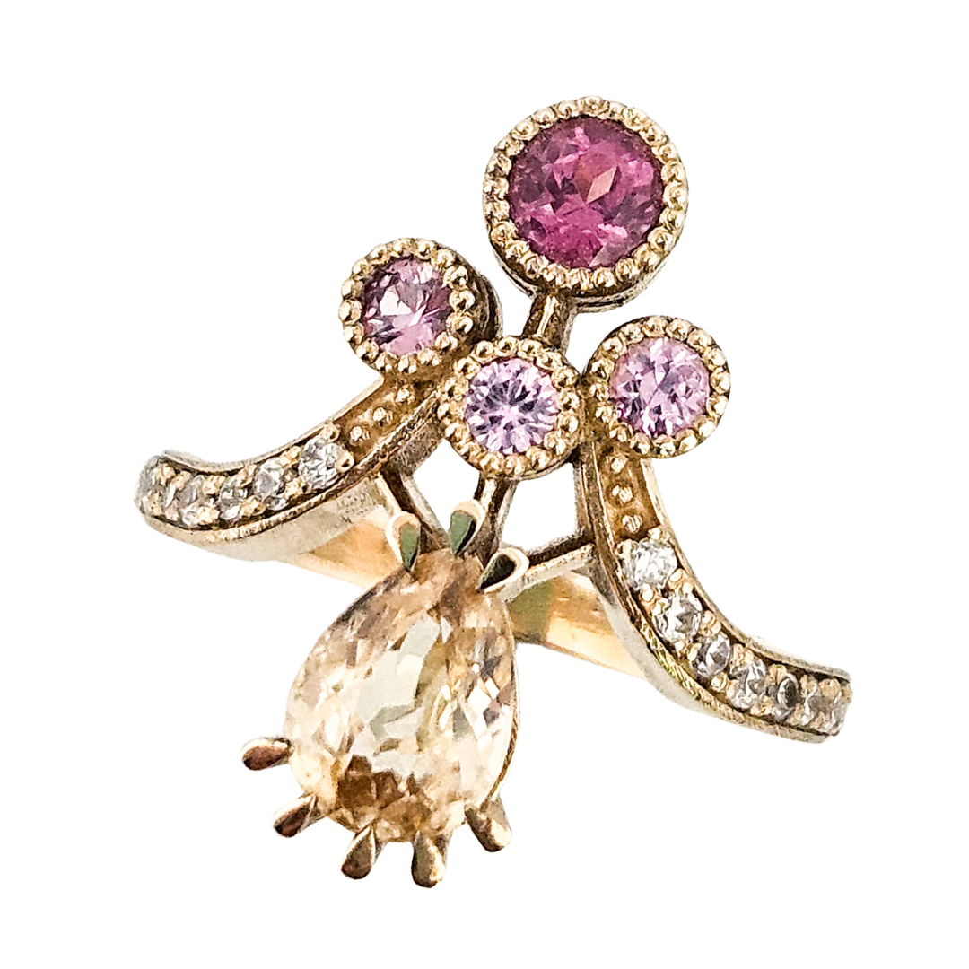Collection of Antique Pear Ring - Gold, Color Change Garnet, Sapphire in a gallery layout