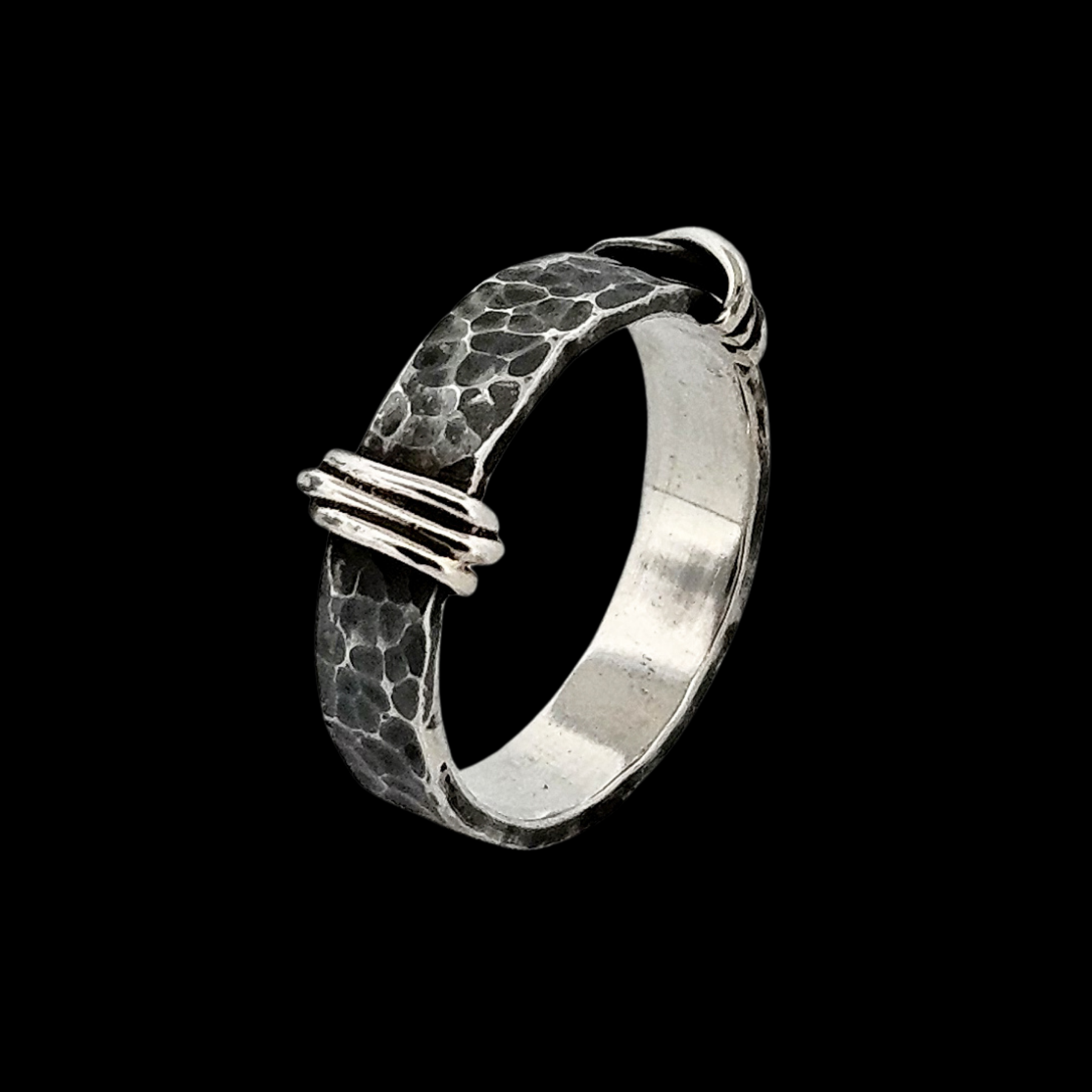 Collection of 5mm Hammered Silver Mens Wedding Band Ring - Inchoo Bijoux in a gallery layout