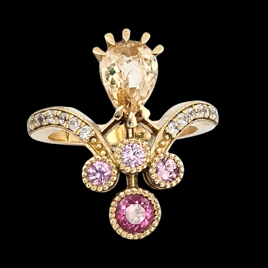 Collection of Antique Pear Ring - Gold, Color Change Garnet, Sapphire in a gallery layout