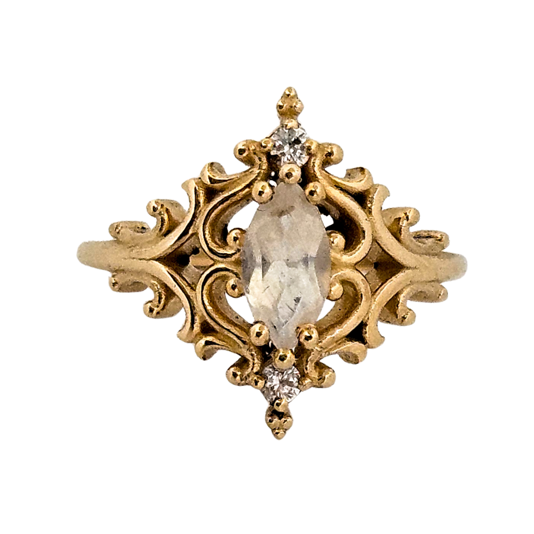 Collection of La Marquise Ring - Gold, Moonstone and Diamonds in a gallery layout