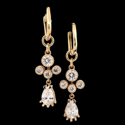 Collection of Dangle Antique Pear - Gold and Diamond Earrings in a gallery layout