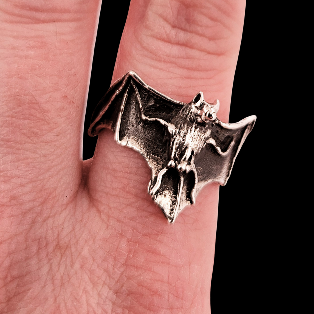 Collection of Fortuna Noctis Phallus Bat Ring Sterling Silver - Inchoo Bijoux in a gallery layout