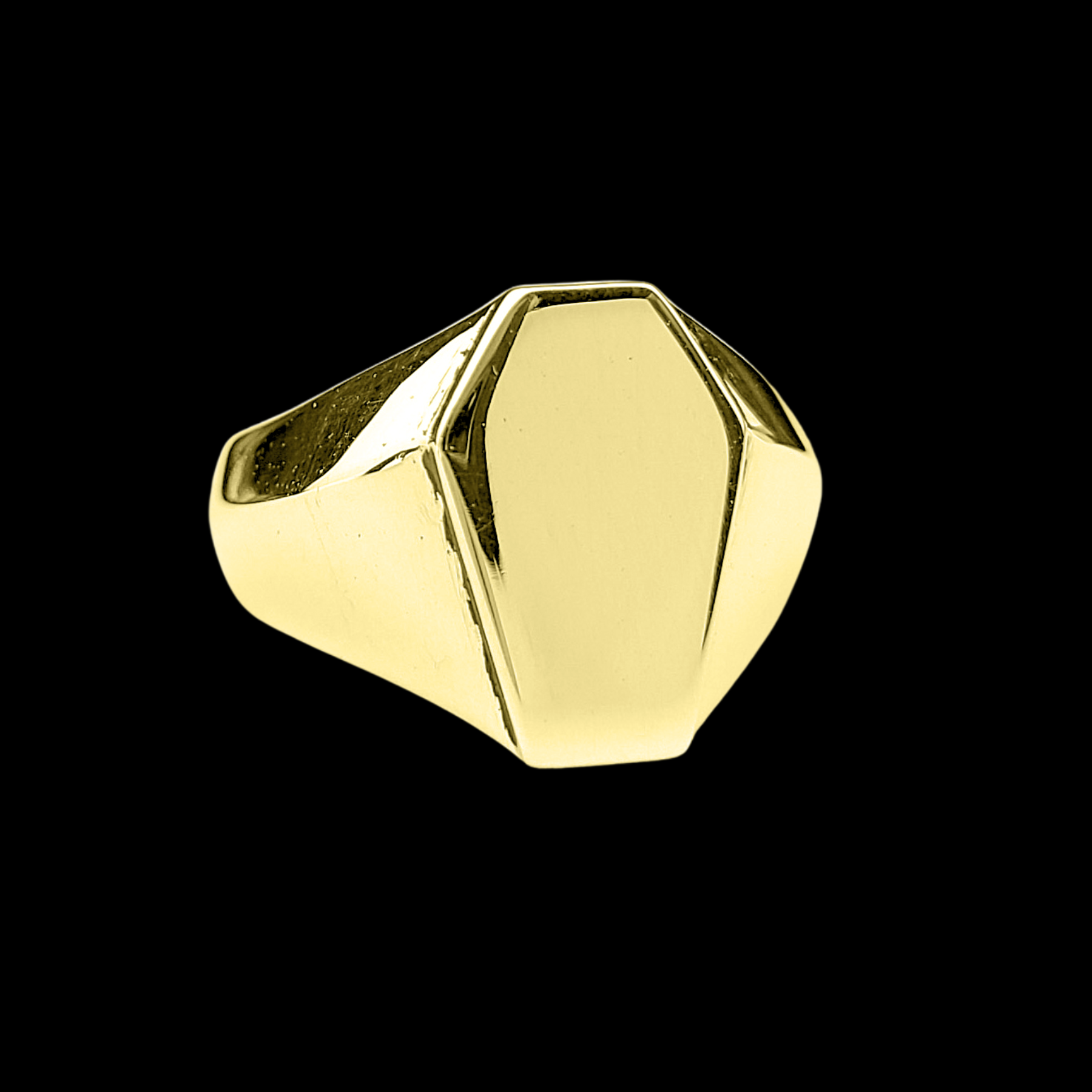 Collection of Big Coffin Signet Ring Band - Gold Options in a gallery layout