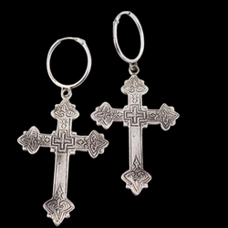 Collection of Armenian Cross Hoop Earrings in a gallery layout