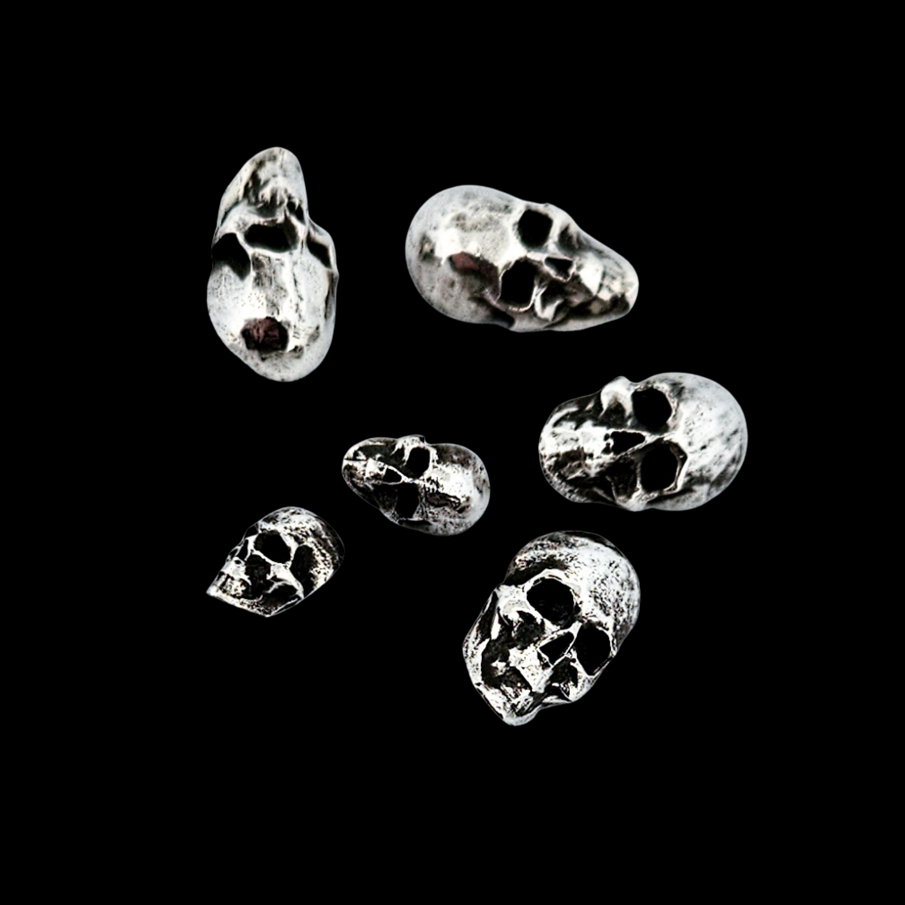 Collection of Sterling Silver Skull Buttons - Inchoo Bijoux in a gallery layout