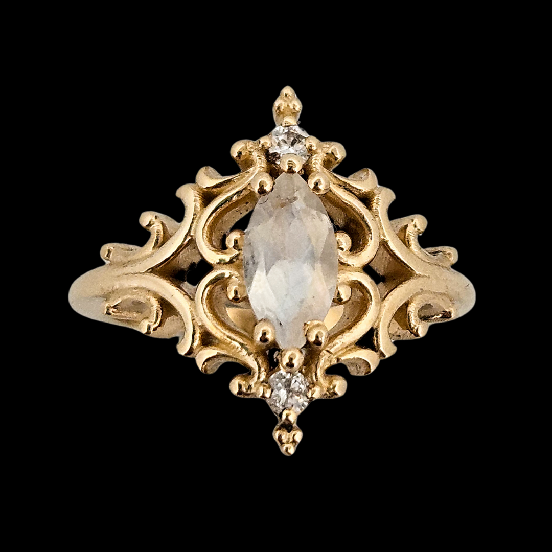 Collection of La Marquise Ring - Gold, Moonstone and Diamonds in a gallery layout