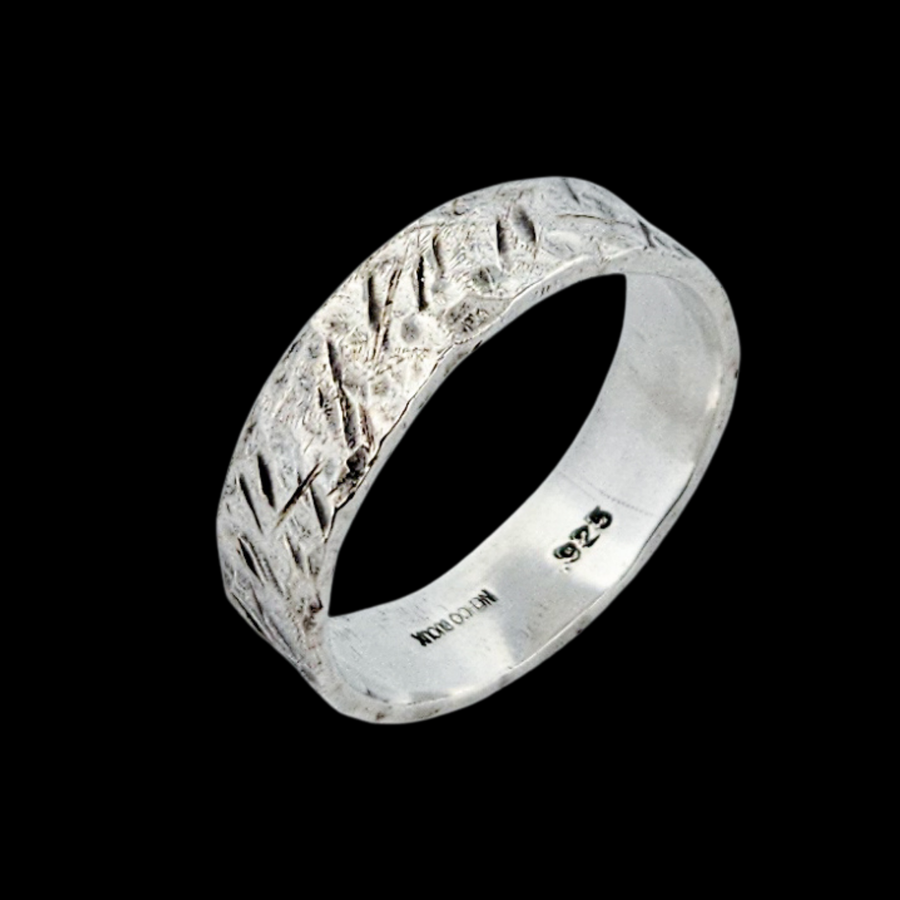 Collection of Rough Unique Silver Mens Wedding Band Ring Rustic - Inchoo Bijoux in a gallery layout