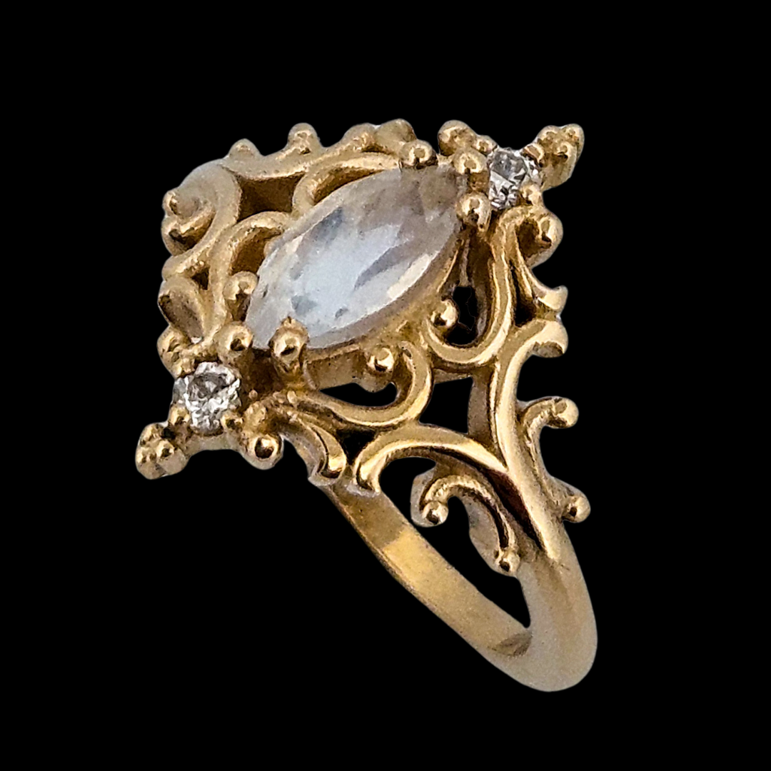 Collection of La Marquise Ring - Gold, Moonstone and Diamonds in a gallery layout