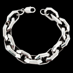 Collection of Bulky Heavy Edge Bracelet Sterling Silver in a gallery layout