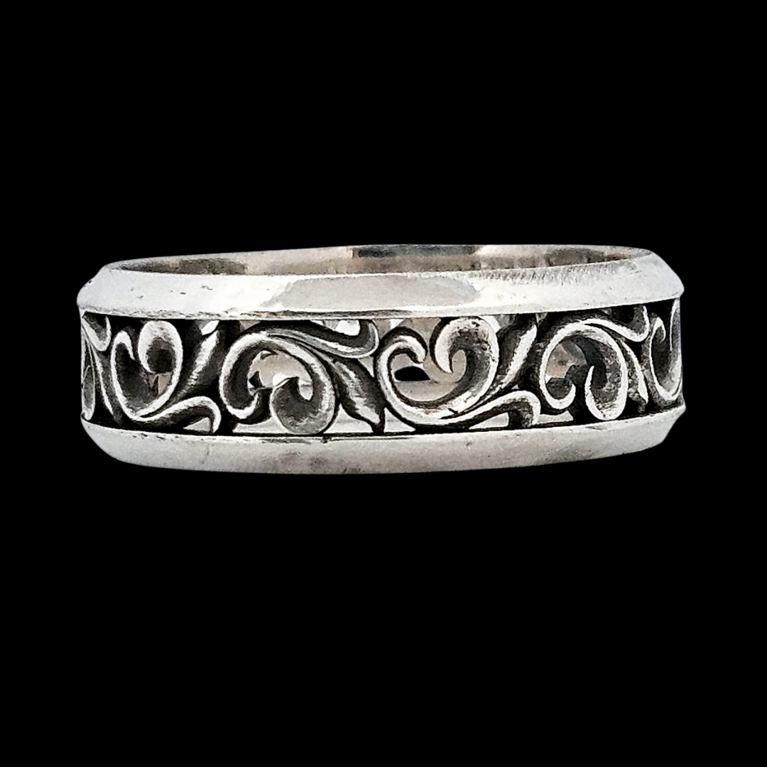 Collection of Rococo Ring Band Sterling Silver in a gallery layout