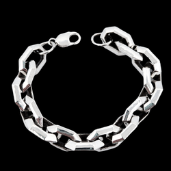 Collection of Bulky Heavy Edge Bracelet Sterling Silver in a gallery layout