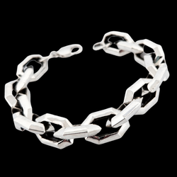 Collection of Bulky Heavy Edge Bracelet Sterling Silver in a gallery layout