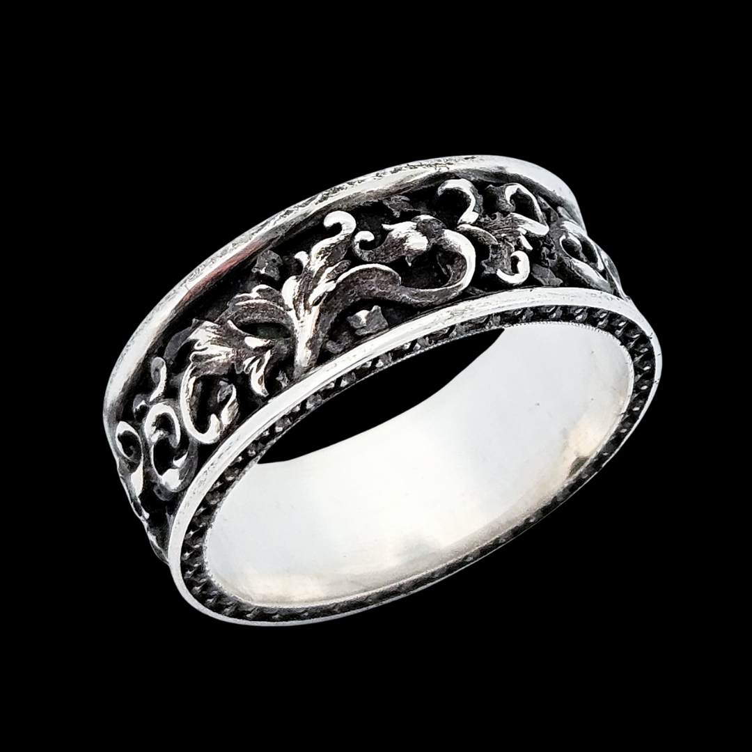 Collection of Rococo Fantasy Ring Band Sterling Silver in a gallery layout