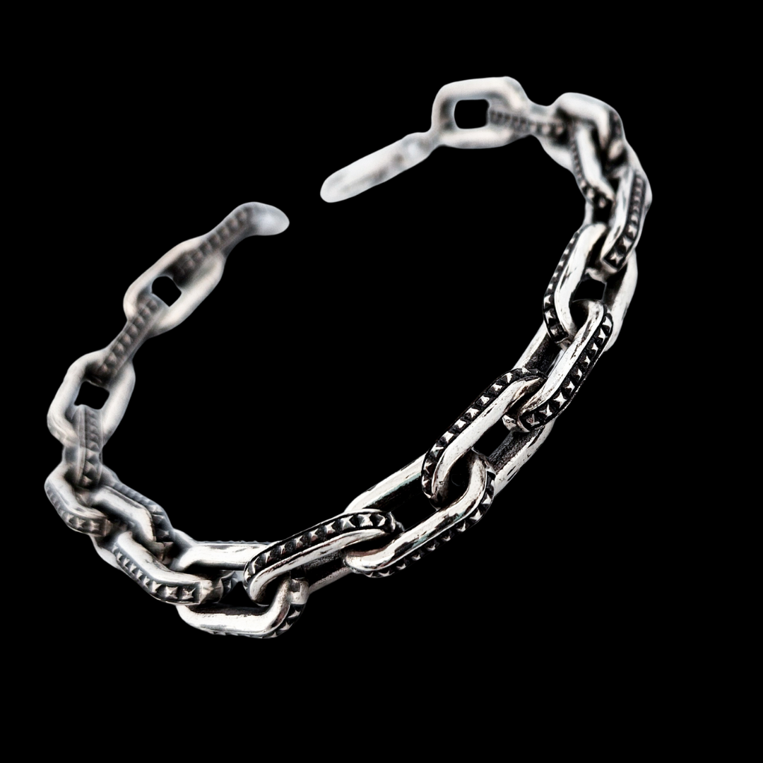 Collection of Studded Link Sterling Silver Bracelet in a gallery layout