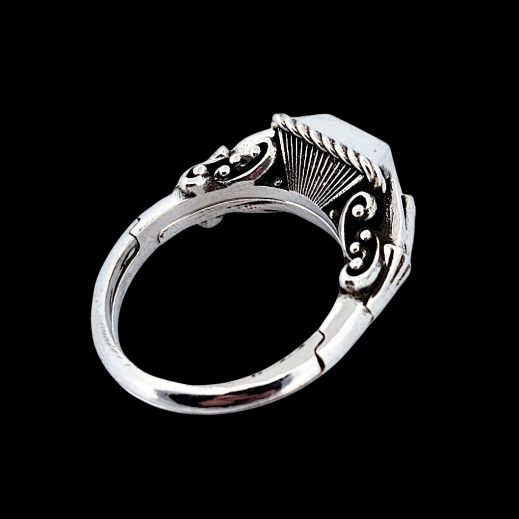 Collection of In Life and Death - Signet Ring Sterling Silver Hidden Skeleton Ring - Inchoo Bijoux in a gallery layout