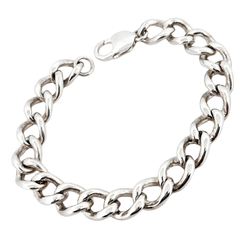 Collection of Heavy Flat Gourmette Chain Bracelet Sterling Silver in a gallery layout