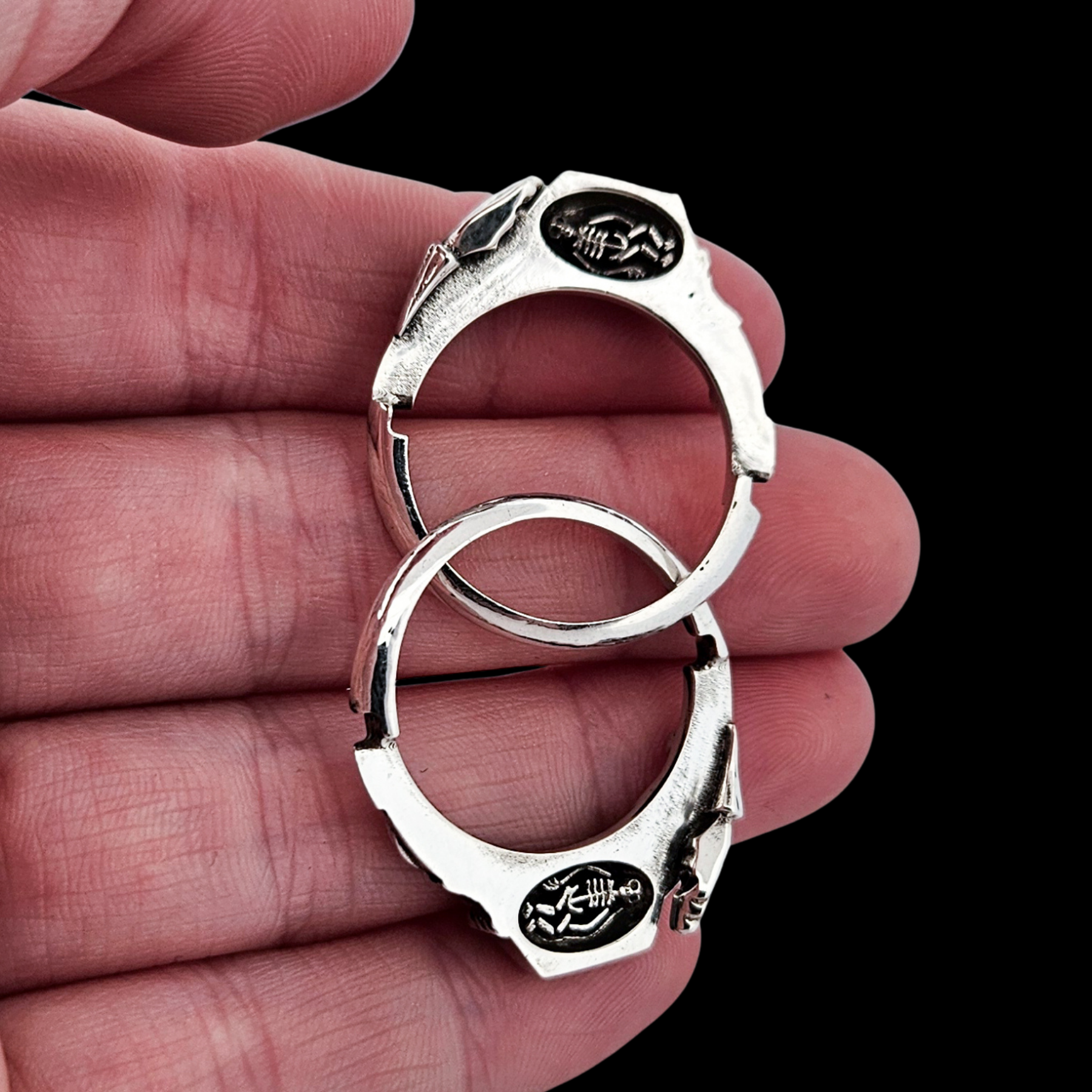 Collection of In Life and Death - Signet Ring Sterling Silver Hidden Skeleton Ring - Inchoo Bijoux in a gallery layout