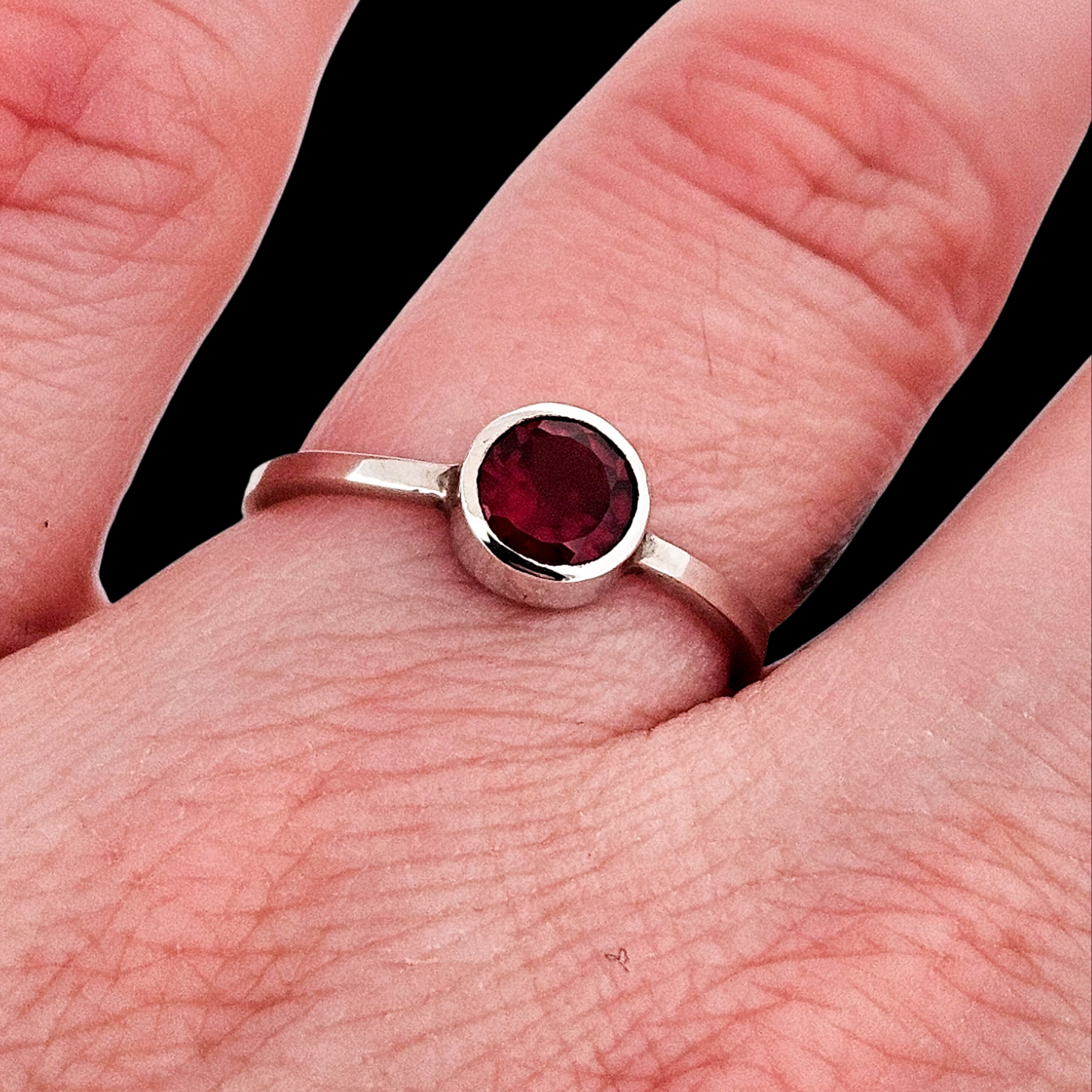 Collection of Genuine Garnet Stacking Ring - Inchoo Bijoux in a gallery layout