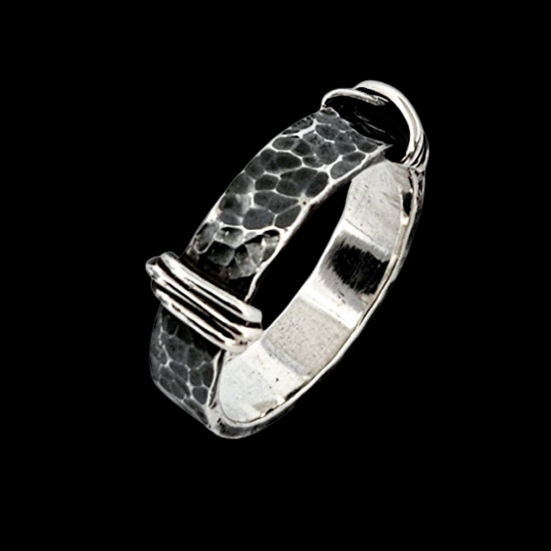 Collection of 5mm Hammered Silver Mens Wedding Band Ring - Inchoo Bijoux in a gallery layout