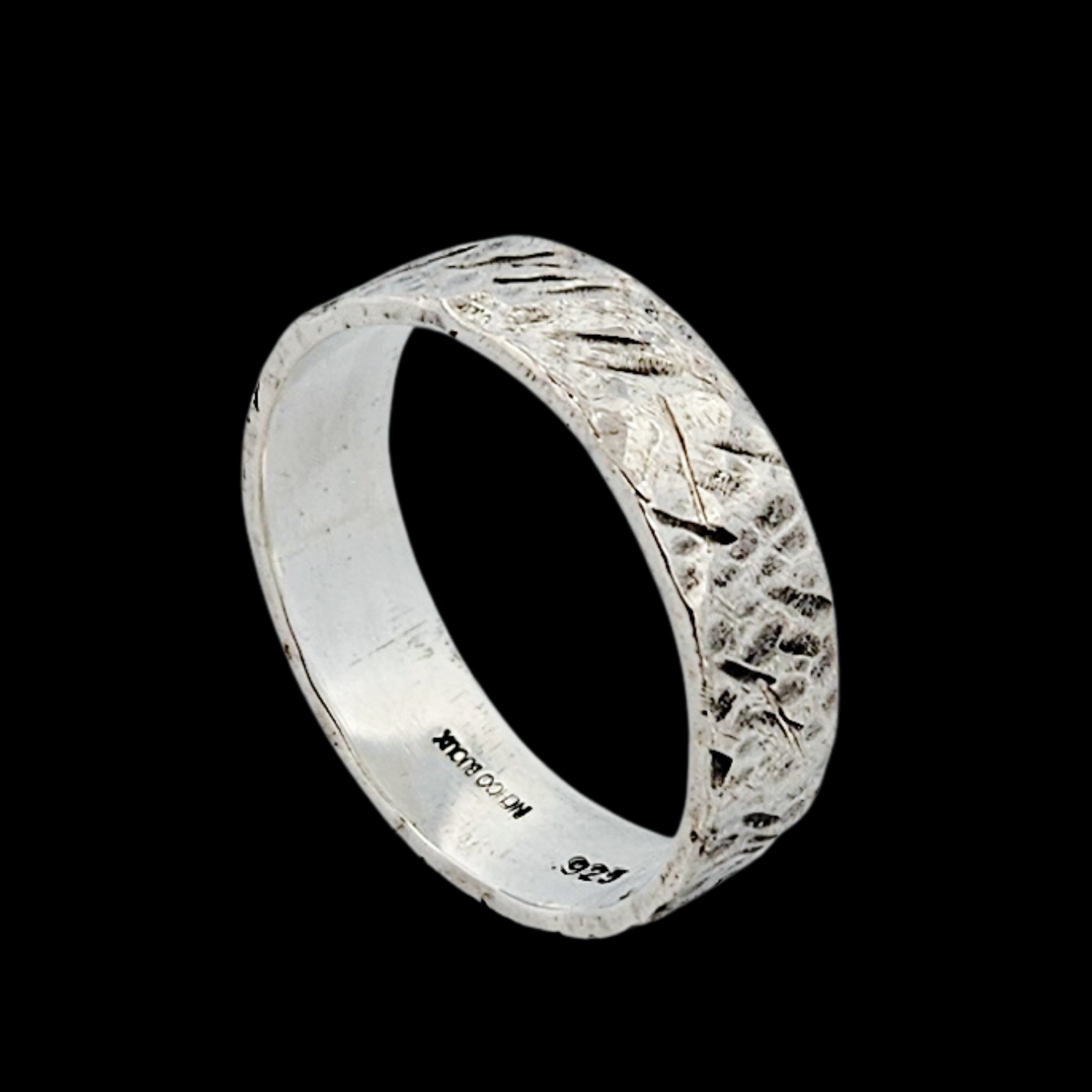 Collection of Rough Unique Silver Mens Wedding Band Ring Rustic - Inchoo Bijoux in a gallery layout