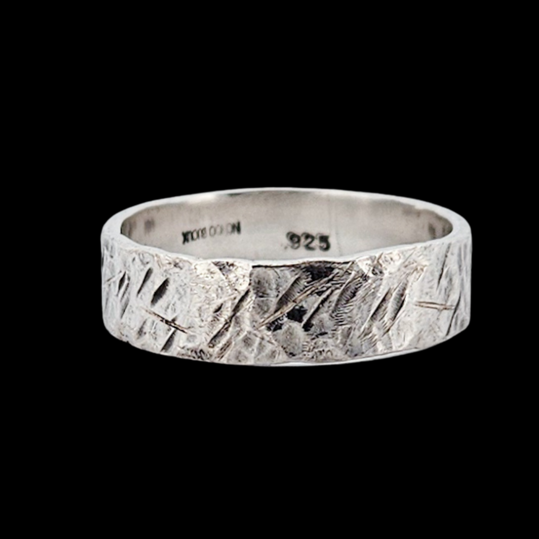Collection of Rough Unique Silver Mens Wedding Band Ring Rustic - Inchoo Bijoux in a gallery layout