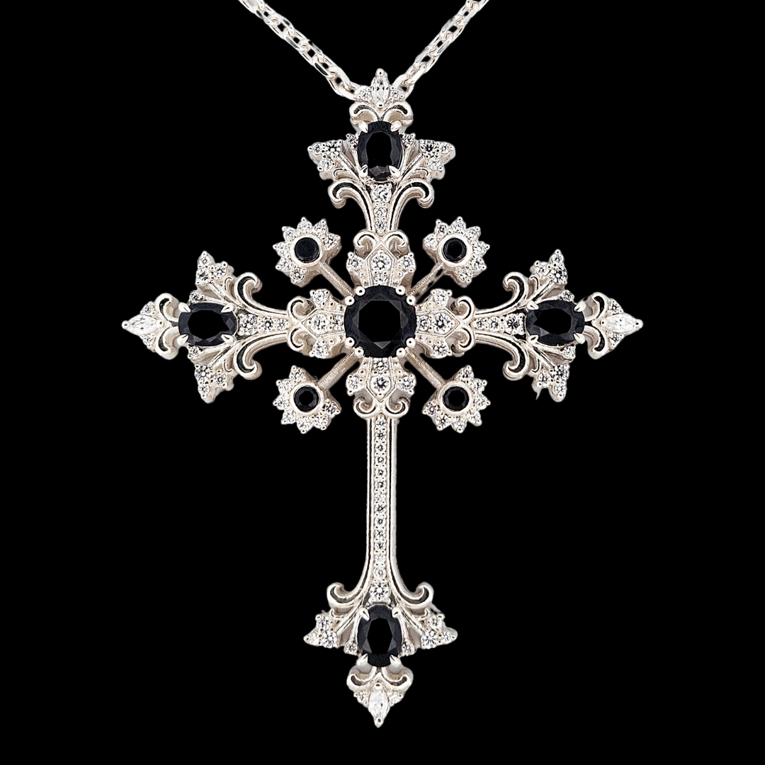 Collection of Divine Martyr Big Cross Necklace Sterling Silver in a gallery layout