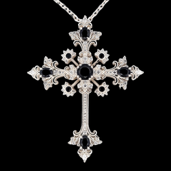 Collection of Divine Martyr Big Cross Necklace White Gold & Diamonds in a gallery layout